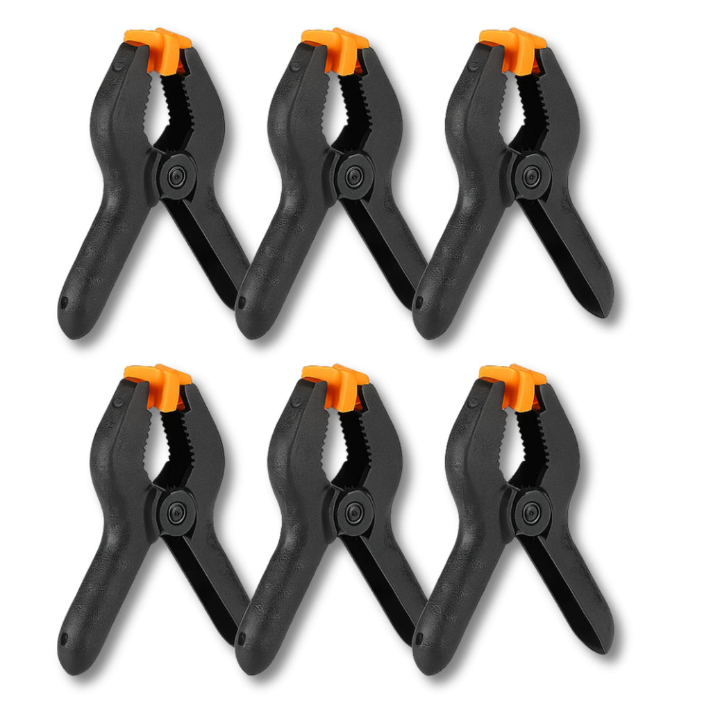 Set van 6 Mini Veerklemmen – 2 Inch Sterke Kunststof Klemmen voor Houtbewerking, DIY & Werkplaats